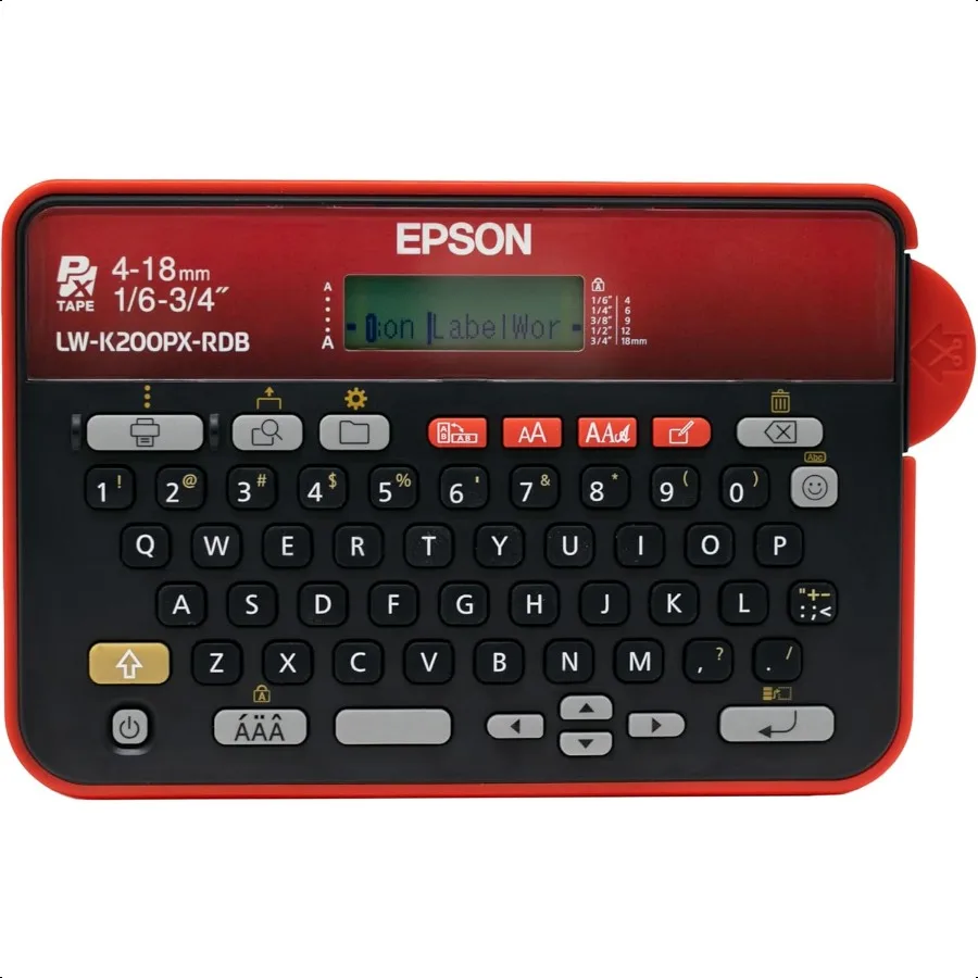 

Epson LWK200PXRDB Portable QWERTY Keyboard Label Maker for Home Hobbies Craft Organize and Personalize Red Black Printer