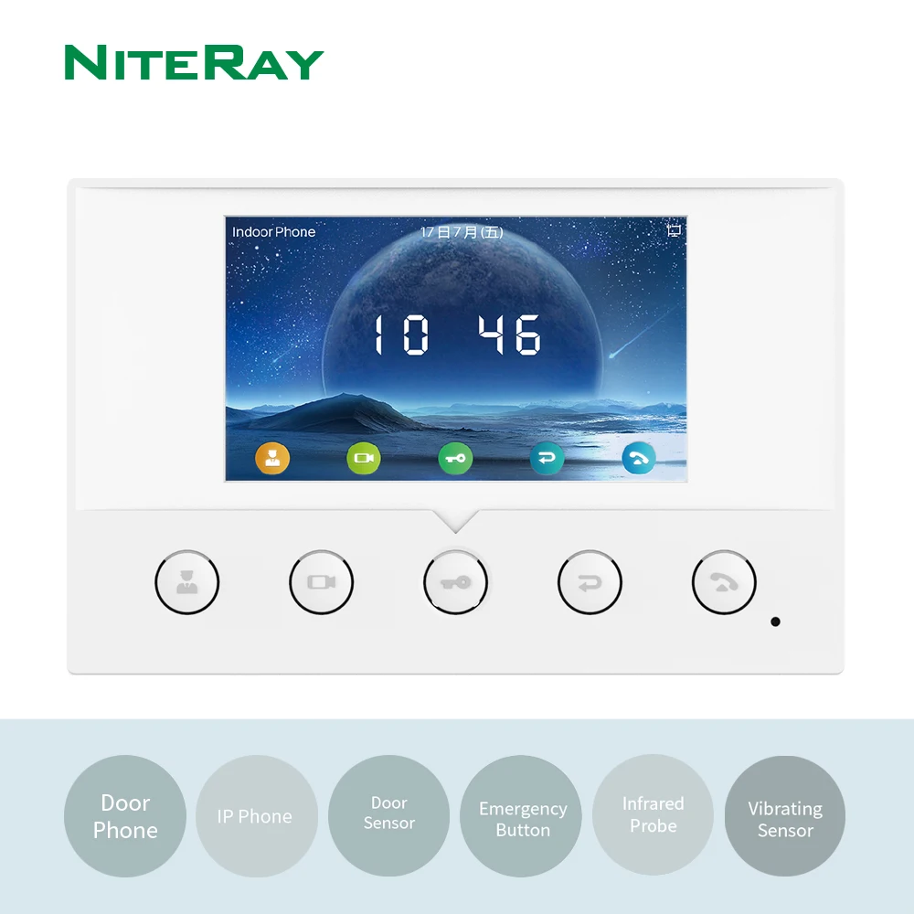 I51w built-in 2.4g wi-fi 4.3-Polegada tela colorida sip estação interna intercomunicador visual câmera do telefone da porta e controle de acesso