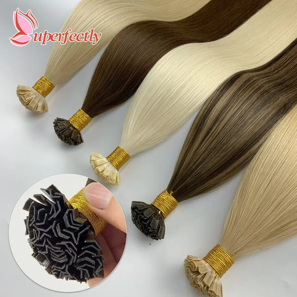 Extensiones de Cabello Humano Pre-Bond con Punta en V, 100% Cabello Humano Remy, Extensiones de Cabello Humano con Punta de Queratina de Fusión en Caliente para Suministro de Salón