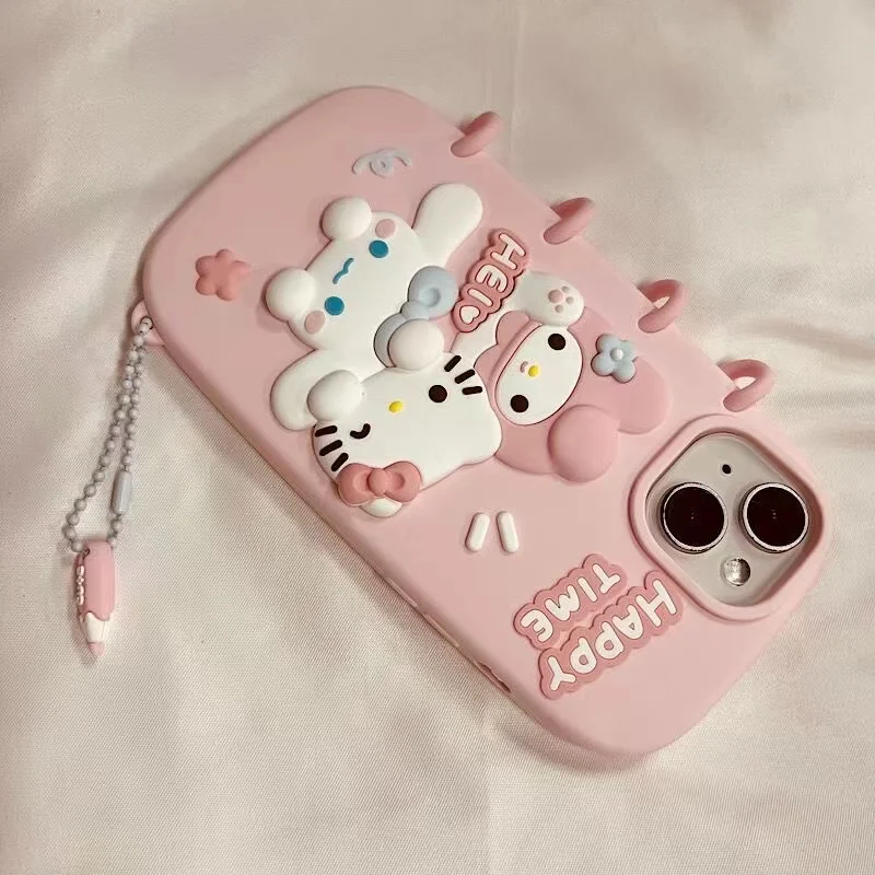 Custodie per telefoni Sanrio in Silicone morbido Miniso di lusso per Iphone 15 14 13 11 Pro Max Plain Cartoon Funda Hello Kitty Cover Shell