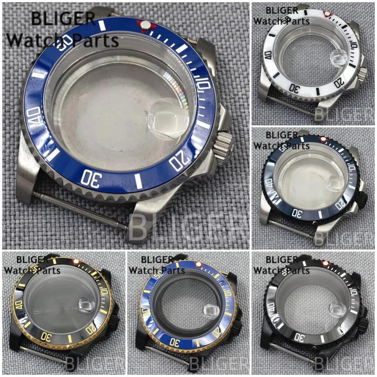 

BLIGER 40mm Ceramic Bezel SUB 316L Steel Dive Silver Black Watch Case Sapphire Glass Fit NH34 NH35 NH36 ETA2824 PT5000 Movement