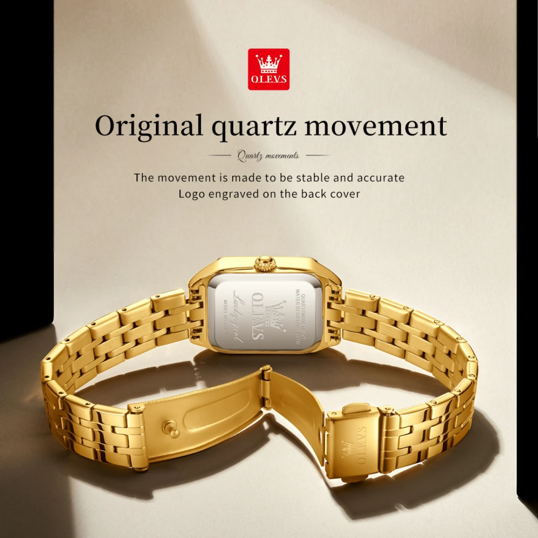 OLEVS 5616 Fashion Quartz Watch Gift Square-dial Stainless Steel Watchband Wristwatch Calendar