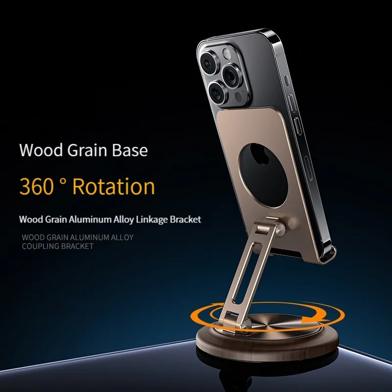 New Phone Holder Tablet Holder 360 Rotation Walnut Desk Stand For iPad iPhone Xiaomi Adjustable Foldable Desktop Universal Stand