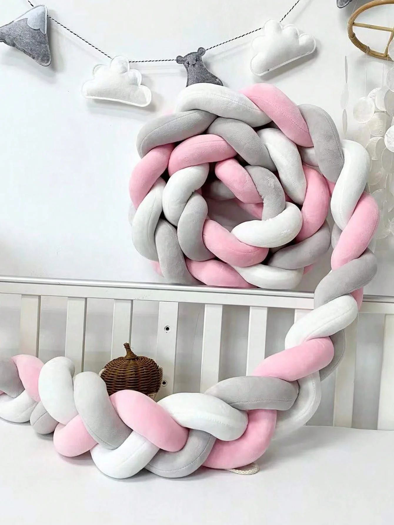 1M-3M Baby Bed Bumper Infant Cradle Pillow Cushion Braid Knot Bumper Crib Bumper Protector Room Decor Tresse Tour De Lit Bebe 3