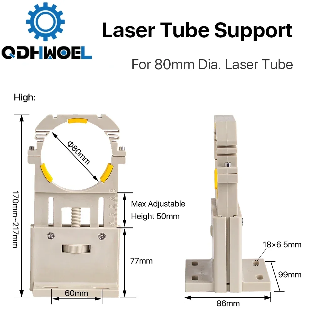 QDHWOEL  Co2 Laser Tube Holder Support Mount Flexible Plastic Diameter 80mm for 75-180W Laser Engraving Cutting Machine