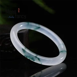 Natural Quartzite Ice Jade Floating Flower Bangle Elegant Exquisite High-grade Luxury Quality Fashion Fine Jewelry Holiday Gift