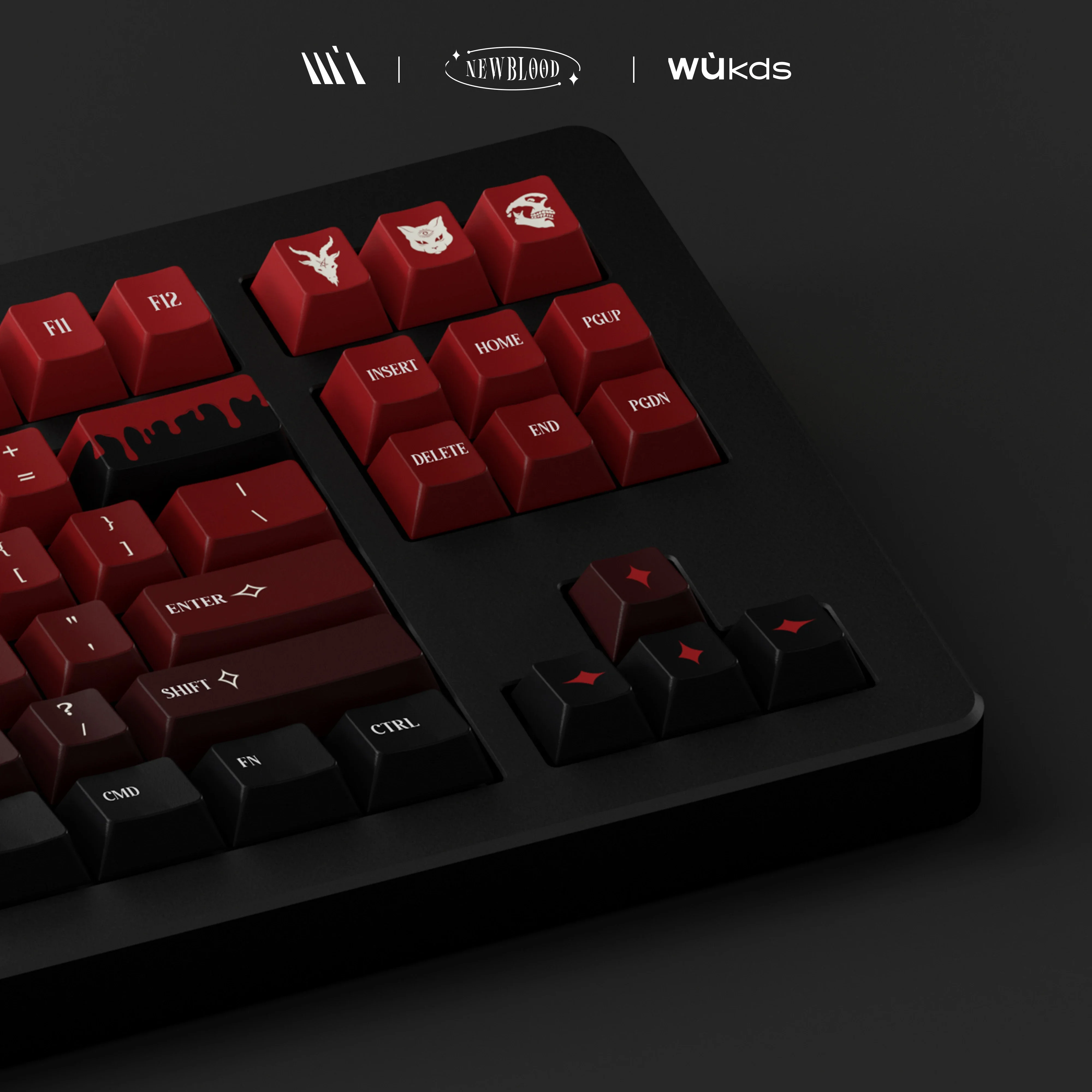 

Original gradual change keycap-new blood 152 keys original factory/KCAPBT five-sided hot sublimation red and black mechanical ke