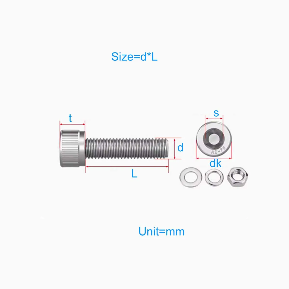 304 Stainless Steel Hexagonal Bolt, Screw And Nut Set, M5M6M8M10