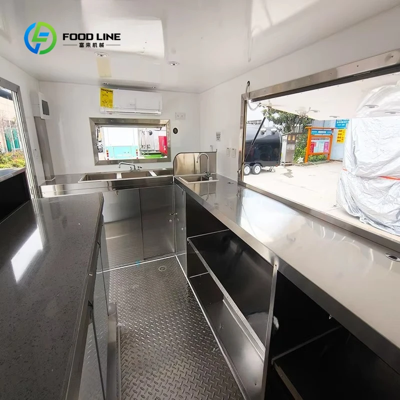 스테인리스 스틸 푸드 트레일러 이동식 패스트 피자 푸드 트럭 완비된 주방 미국 판매용