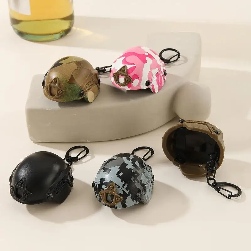 Mini Tactical Fast Helmet Model Keychain Key Ring Portable Bottle Opener Keychain Backpack Charm  Fan Accessories Gift