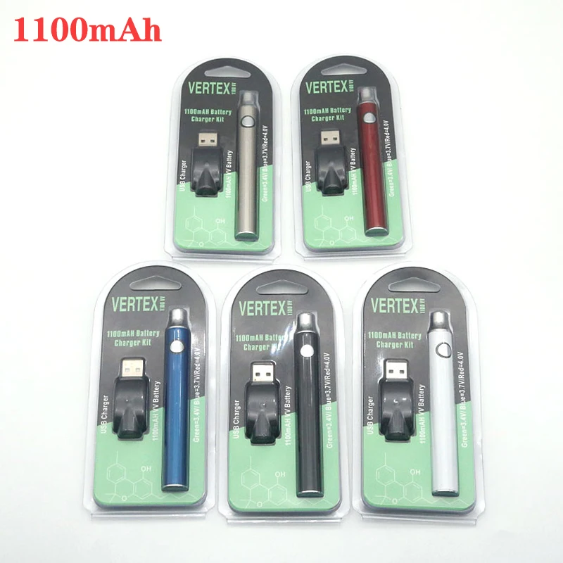 5-30pcs Vertex 510 스레드 예열 배터리 충전기 키트 350mAh/650mAh/900mAh/1100mAh Vape 배터리 펜 전자 담배 510 카트리지