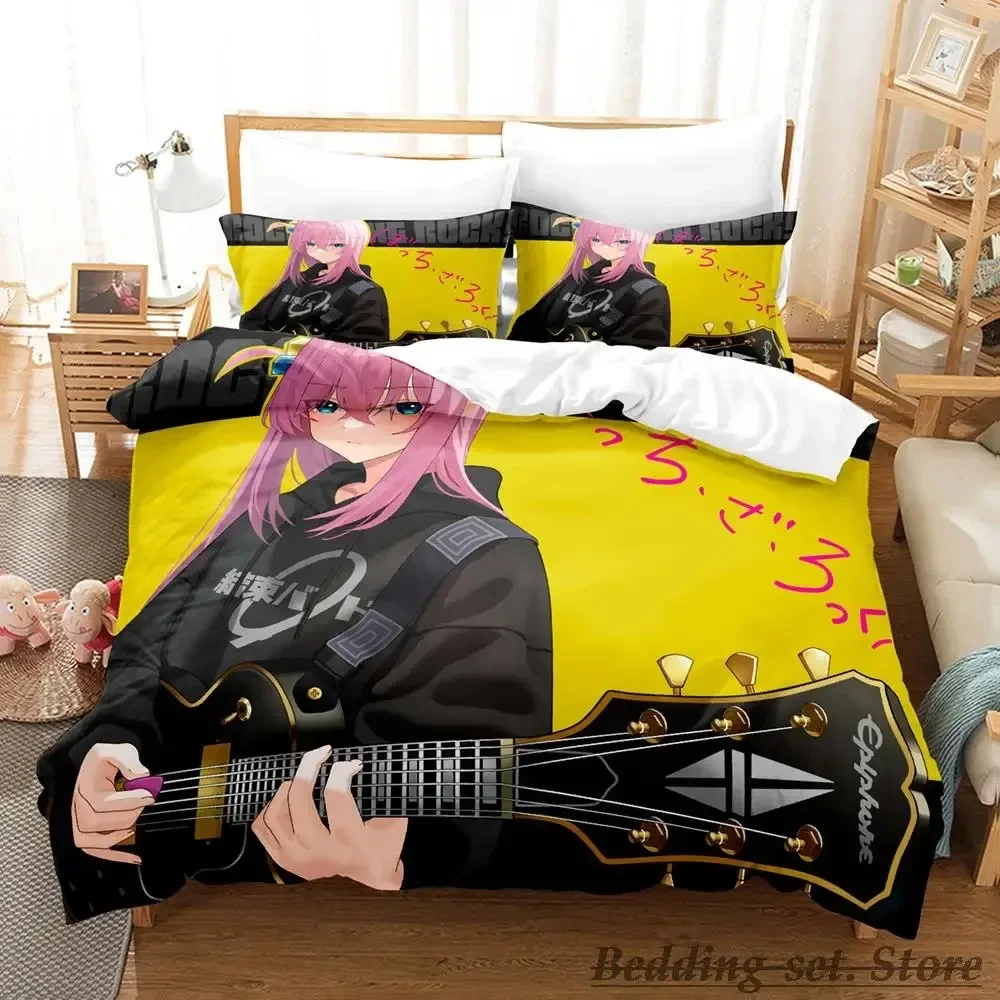 

2023 Gotou Hitori Bedding Set Cartoon Anime three-piece set Adult Kid Bedroom Duvetcover Sets 3D Kawaii Girls conjunto de cama