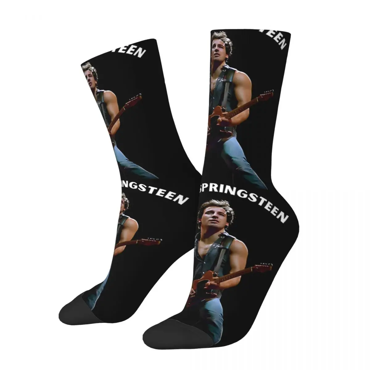 

FunnyBorn In The USA Sock for Men Hip Hop Vintage Bruce Springsteen Happy Quality Pattern Printed Boys Crew Sock Casual Gift