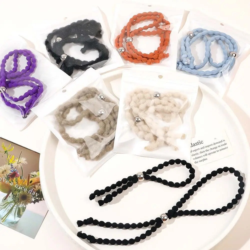 Drawstring Beads Elastic Hair Bands Africa Bubble Beaded Adjustable Lazy Hair Rope Hair Ties Scrunchies Sliding Ponytail Holder