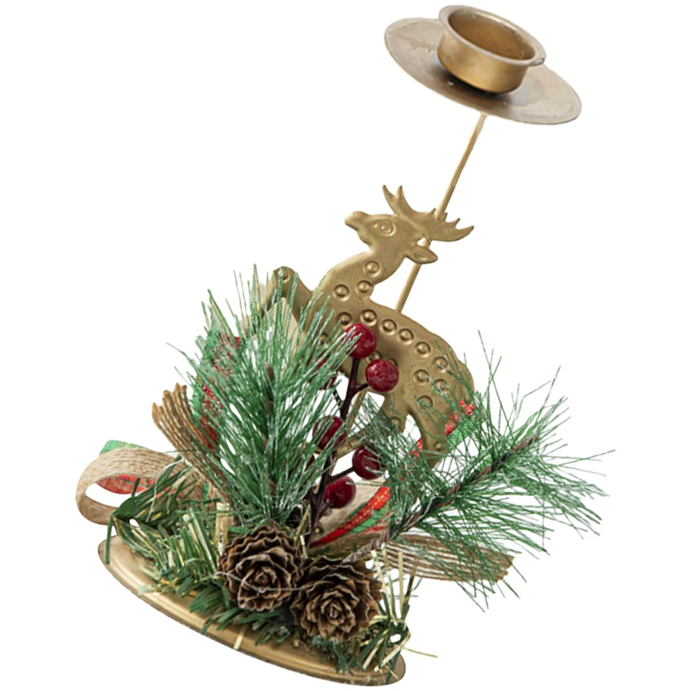 

Christmas Holder Deer Design Decorative Candlestick Suitable Xmas Desktop Adornment Holiday Party Stand Festive