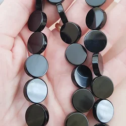 8-16mm Button Coin Black Hematite Beads Natural Stone Beads for Jewelry Making 15inch Needlework DIY