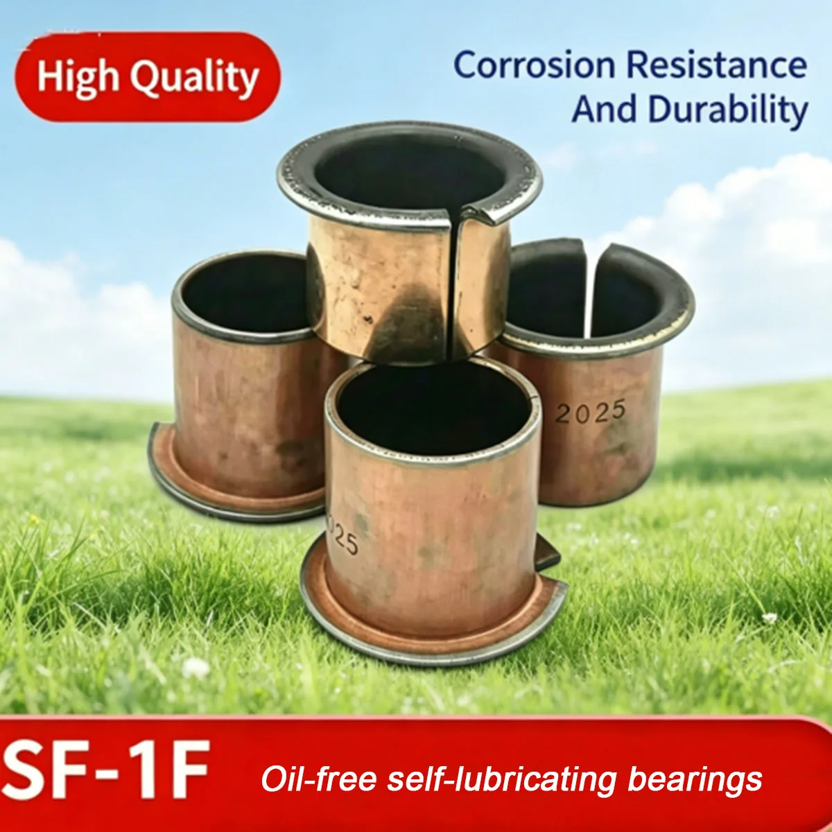 SF-1F Type Flanged Oil-Free Self-Lubricating Sleeve, Composite Copper Stepped Flange Bushing Bearing M16 To M35