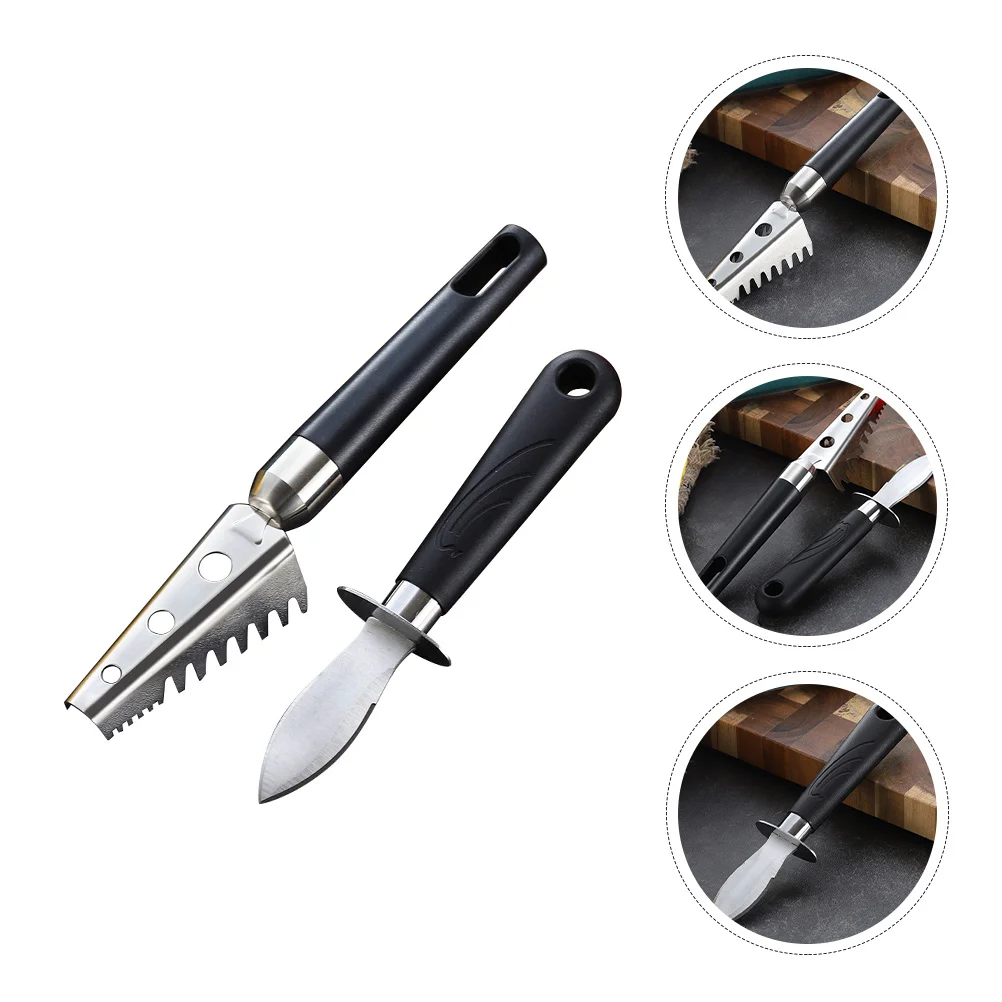 

2Pcs Fish Scale Scraper Oyster Shucking Tools Shellfish Opener Kitchen Gadget Clam Shucker Seafood Shucking Tools