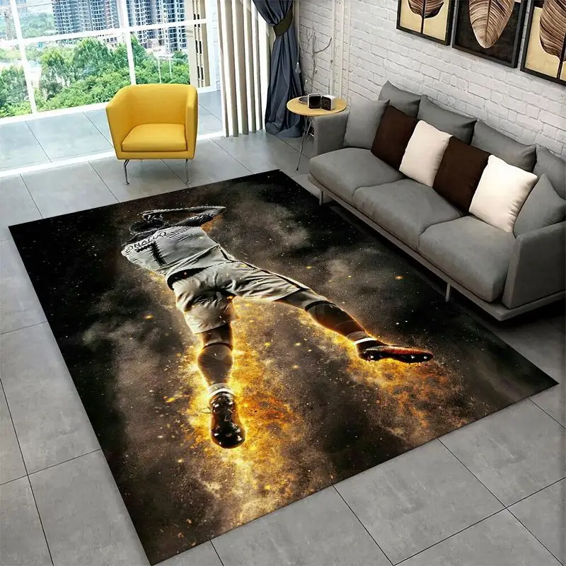 3D Football Star Goat R-Ronaldo CR7 Non-Slip Area Rug for Living Room Bedroom Playroom,Carpet Floor Mat for Home Decor Holiday