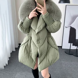 Winter New Thick Warm Down Jackets Clothing Loose Single Breasted Coat for Women White Duck Down Down Jacket Fur Collar Parkas