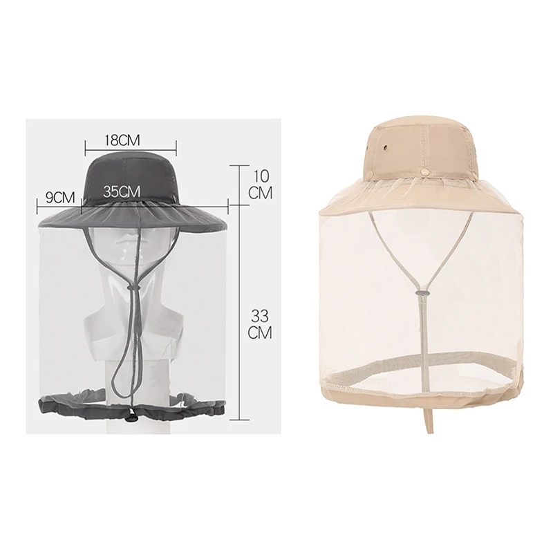 Fashion Safari Hat Foldable Mosquito Hat With Hidden Net Mesh Repellent Insect Bee Protection Outdoor Sunscreen Fishing Cap