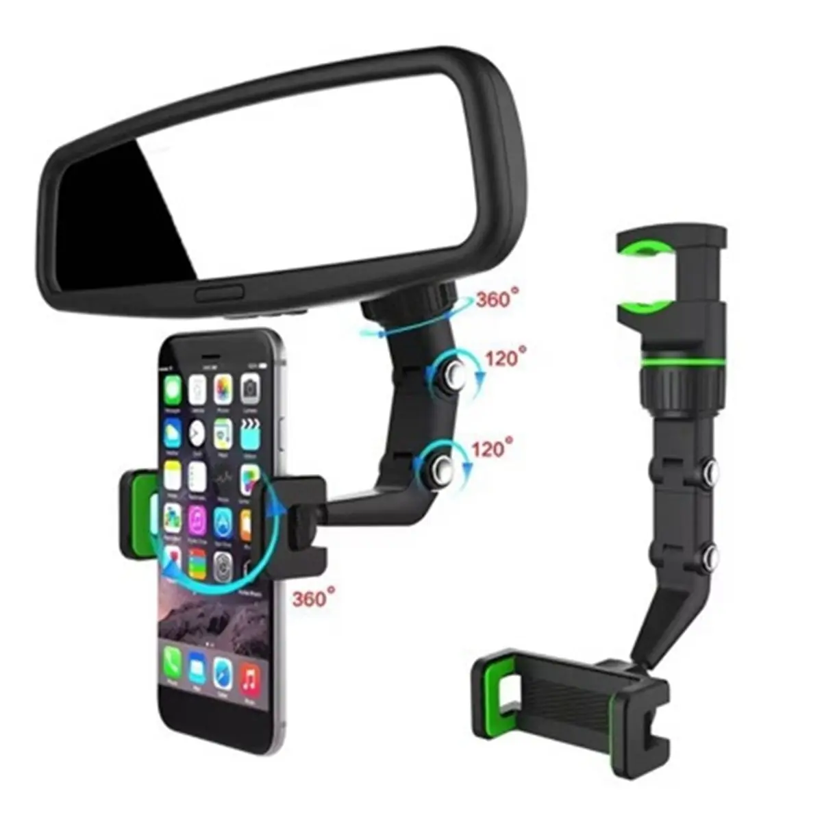 update. 360° Rotatable Car Phone Holder Universal Rearview Mirror Mount Multifunctional Adjustable Navigation Stand Stable
