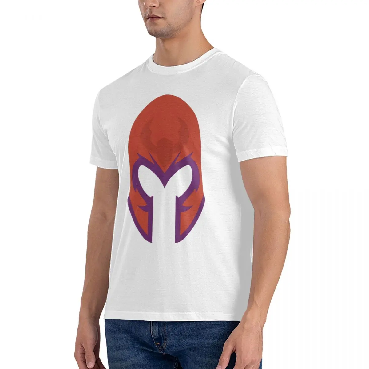 Men's T-Shirt UMVC3 Helmet Vintage Pure Cotton Tee Shirt Short Sleeve Magneto T Shirt Round Neck Clothes Original