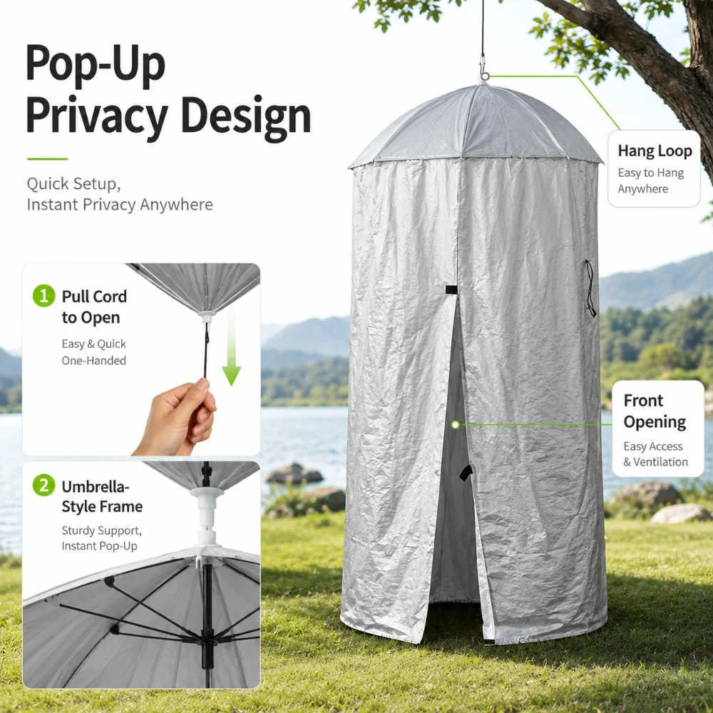 1 Unidad de Refugio Portátil de Emergencia Colgante para Privacidad, Tienda de Ducha y Cambio de Ropa para Camping, Puerta Trasera de Coche, Inodoro Exterior 77/90cm