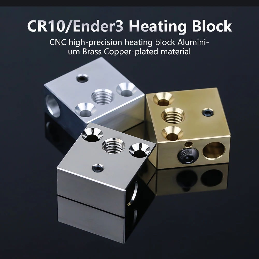 CR 10-platerowany miedziany blok grzewczy Mosiężny blok grzewczy do CR10 Ender 3 Hotend MK8 Wytłaczarka dyszy CR-10S Blok grzewczy J-head Hotend — zdjęcie produktu 4