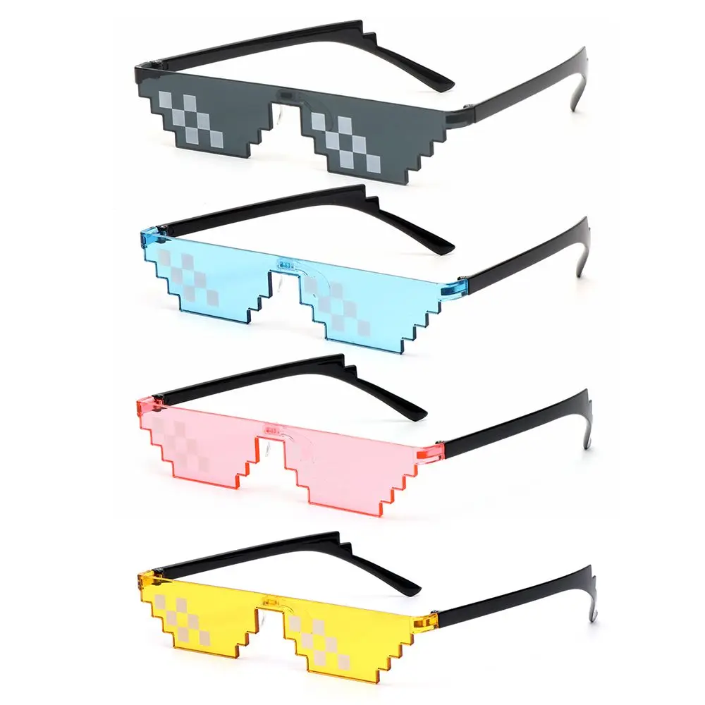 Fashion Cosplay Men & Women Favors Pixel Mosaic Sunglasses Sunglasses Gamer Robot Sunglasses