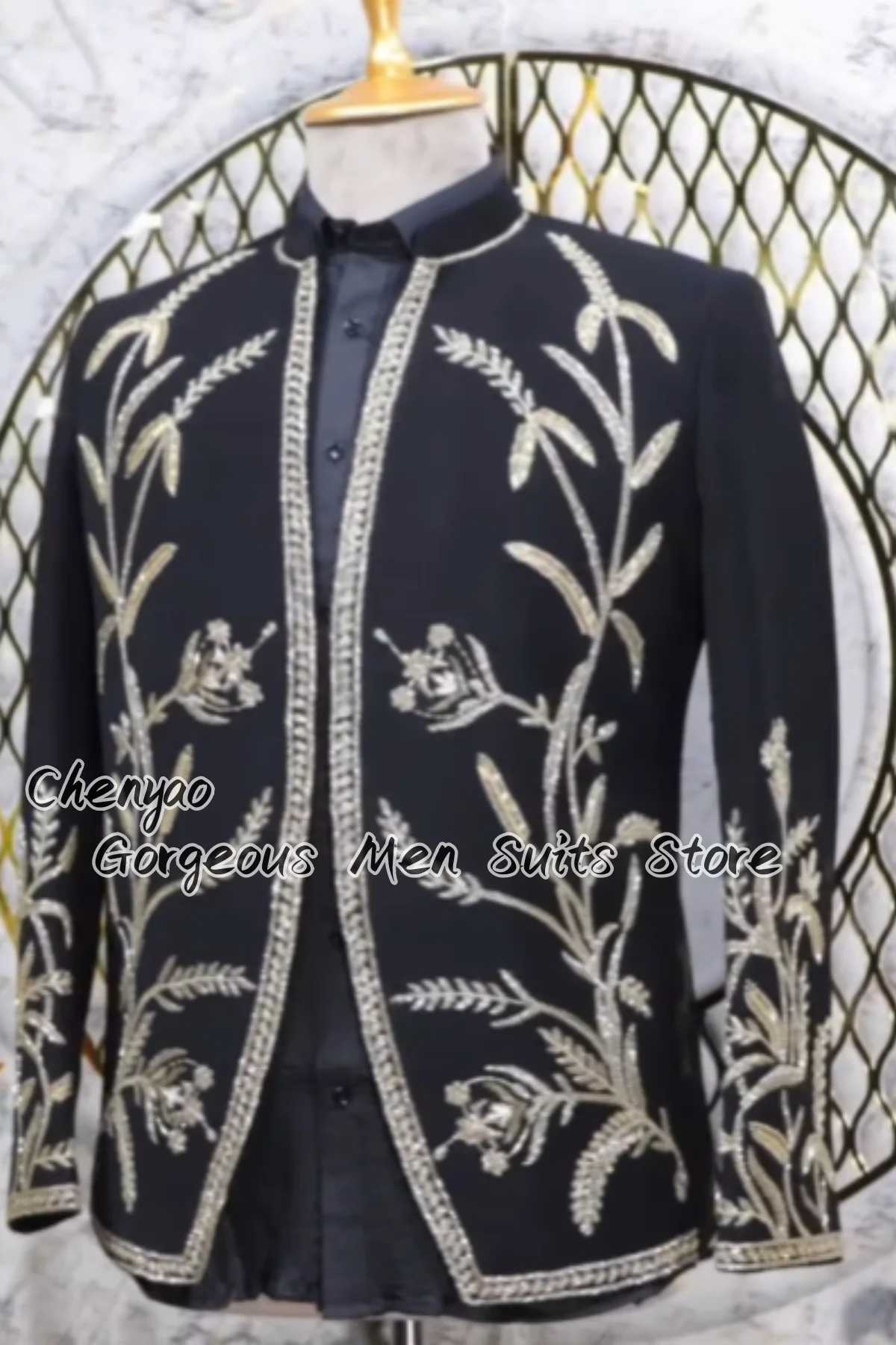 

Premium Intricate Floral Embroidery Men Suit Customized Groom Wedding Party Tuxedos Gorgeous Male Blazers 2Pcs Sets ropa hombre