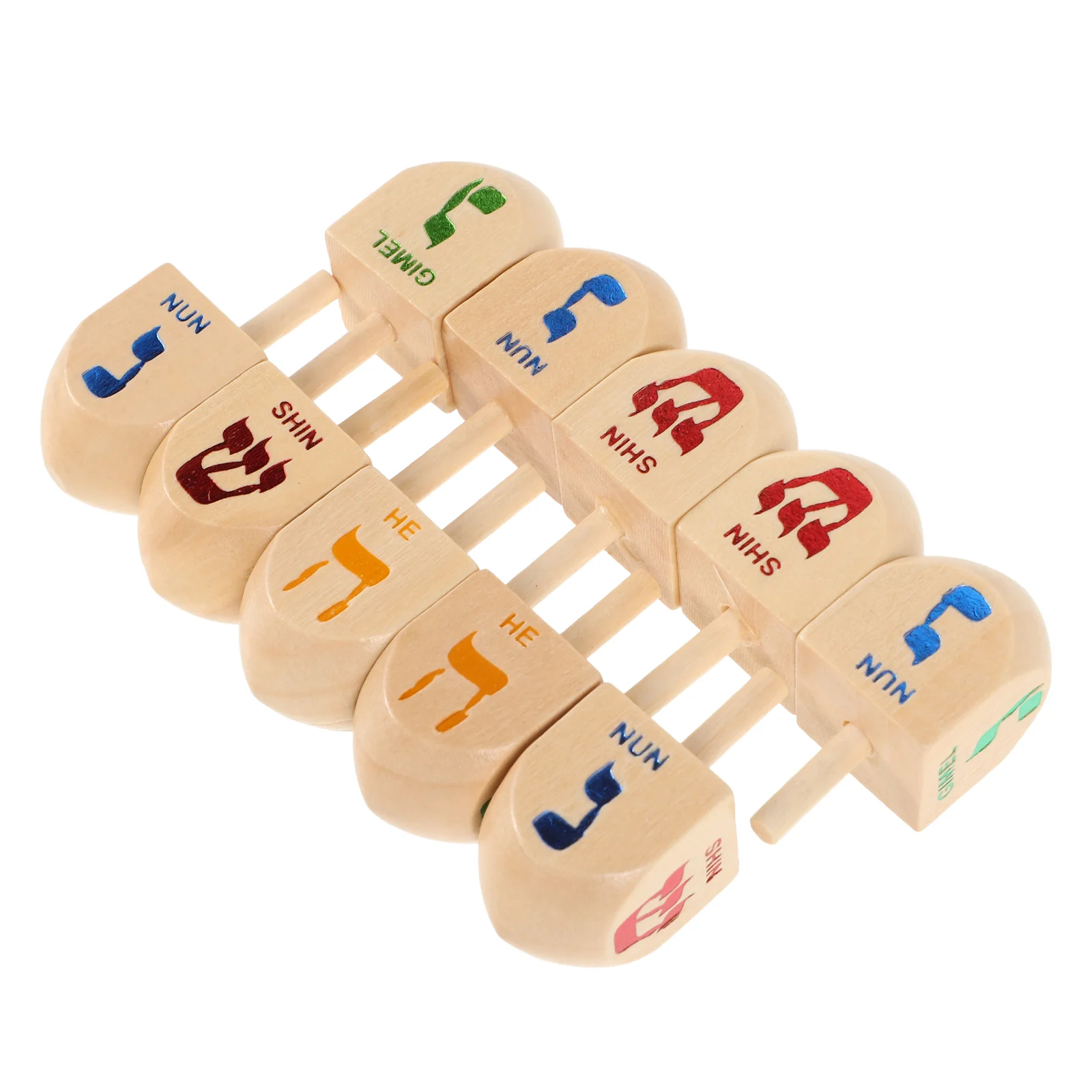 10 Uds. De juguetes de peonza de madera, Dreidels, suministros para fiestas de Hanukkah, Mini juguetes decorativos