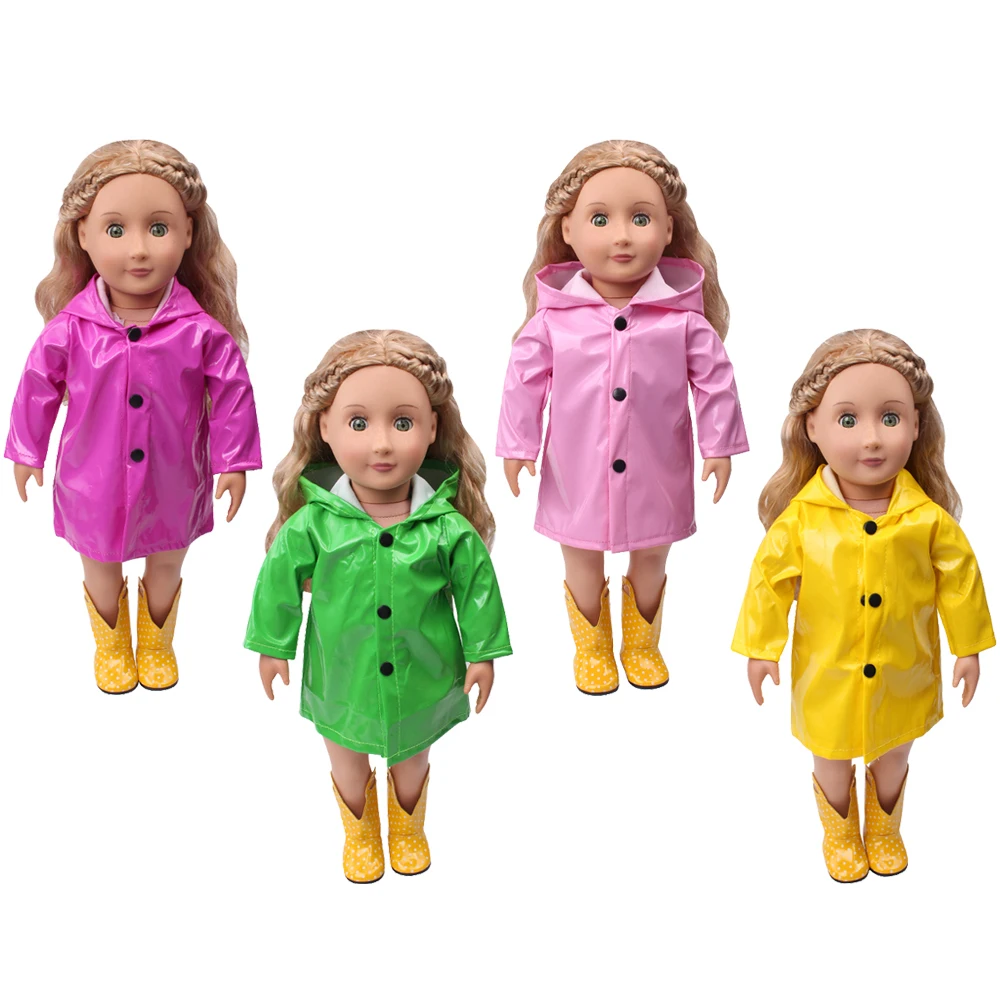 Ours & Generation Doll Waterproof Raincoat American 18 Inch Girl Doll Skirt Children Toys Dolls Clothing Accessories