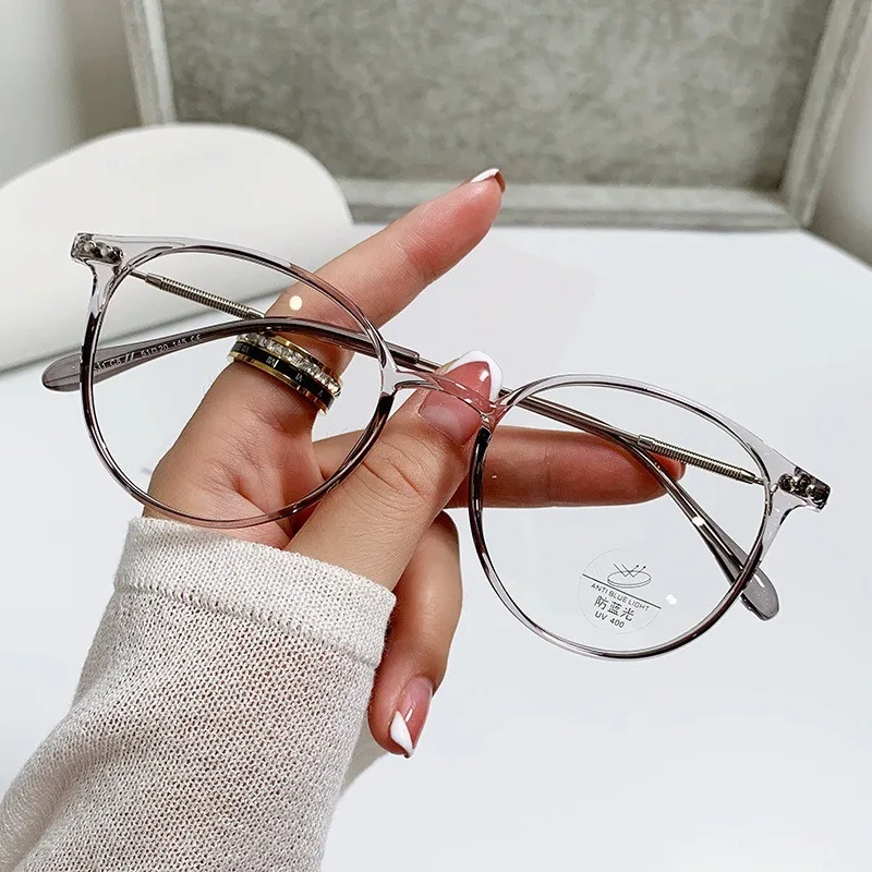 Anti-Blaulicht-Brille, schlicht, ultraleicht, errötend, kaltbraun, koreanische Anti-Strahlungs-Brille, runder Metallrahmen – Detail 8