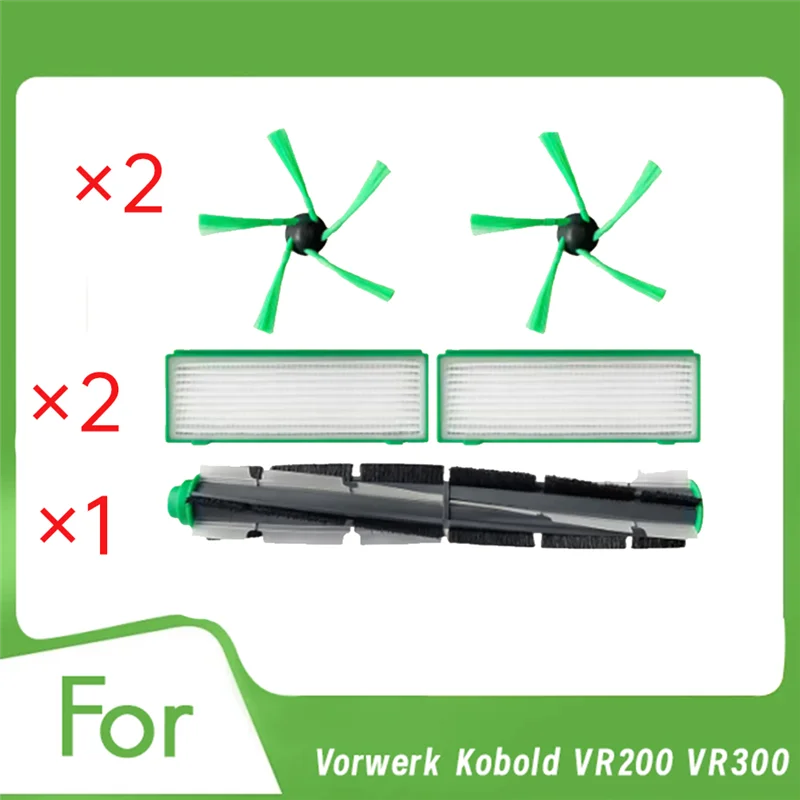 【Berserk】5 шт. для Vorwerk Kobold VR200 VR300, аксессуары для пылесоса, роликовая боковая щетка, HEPA-фильтр, сверхпрочные аксессуары