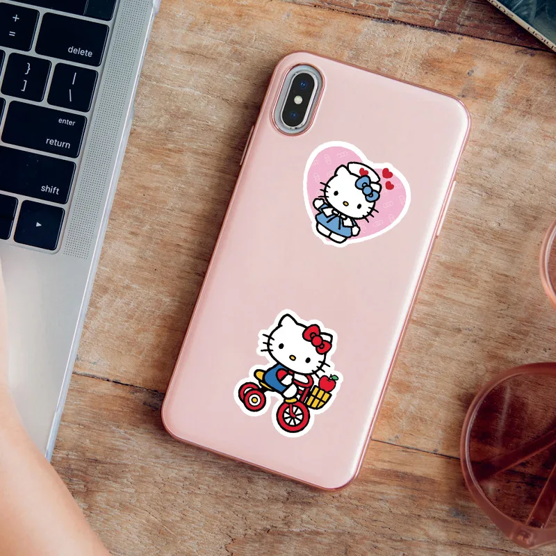 100pcs Cute HelloKitty Cartoon Stickers DIY Phone Case Laptop Waterproof Sticker Decals Toy Decoration