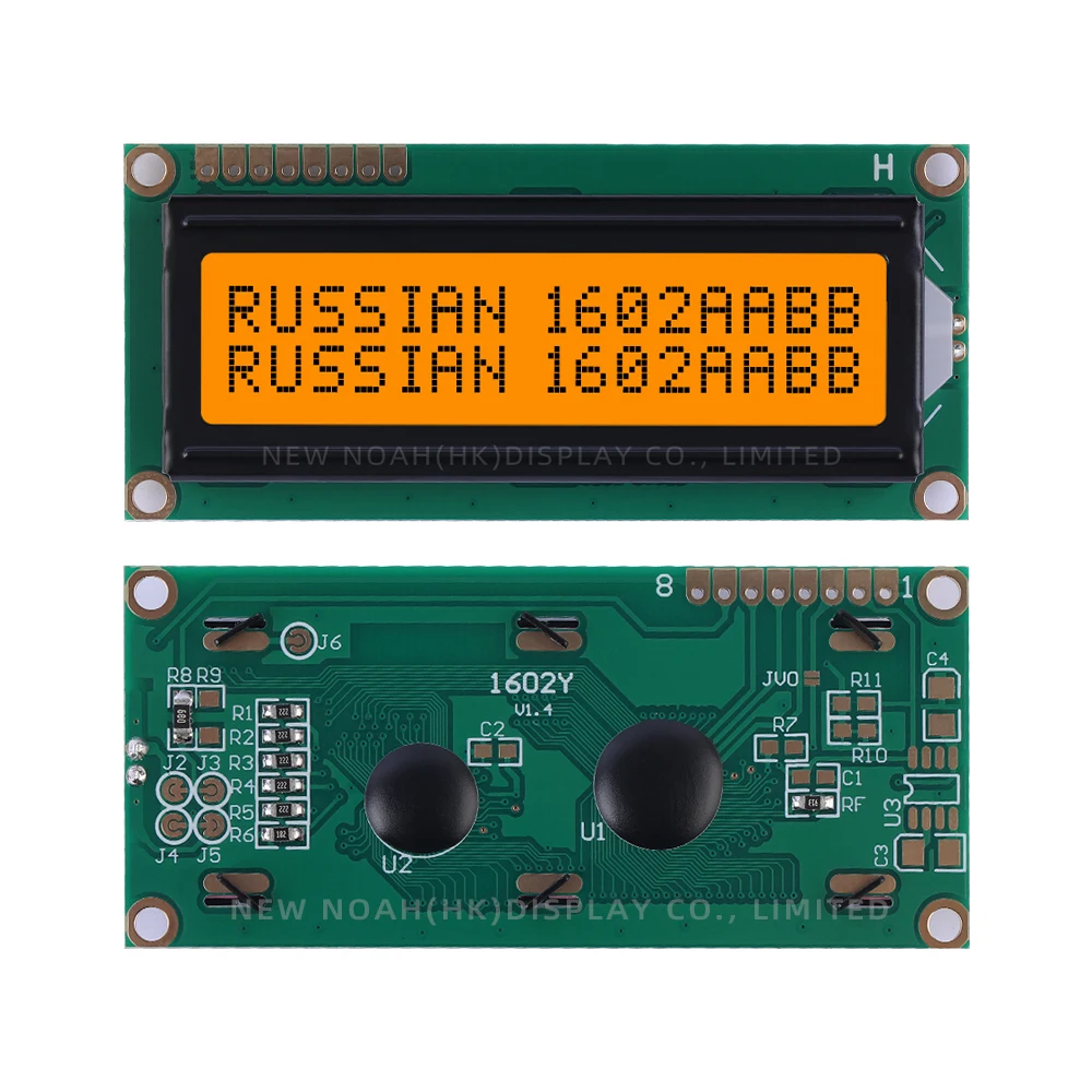 Russische orangefarbene, hellschwarze Buchstaben, 1602 Jahre, IIC-Zeichenbildschirm, 1602-Controller, AIP31068, serieller Port, LCD-Display