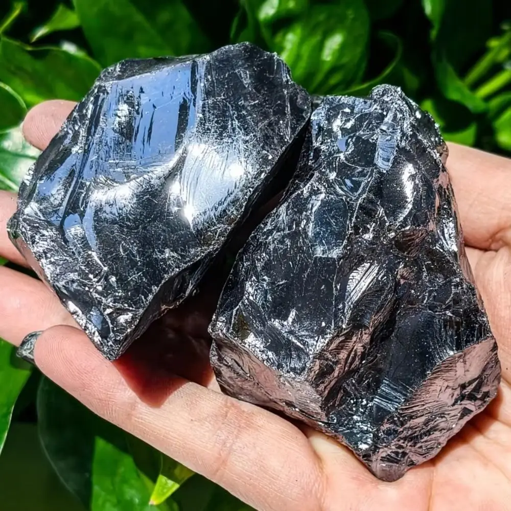1Pc 200g Big Size Natural Terahertz Raw Stone Irregular Rough Quartz Metallic Luster Mineral Gemstone Home Decoration