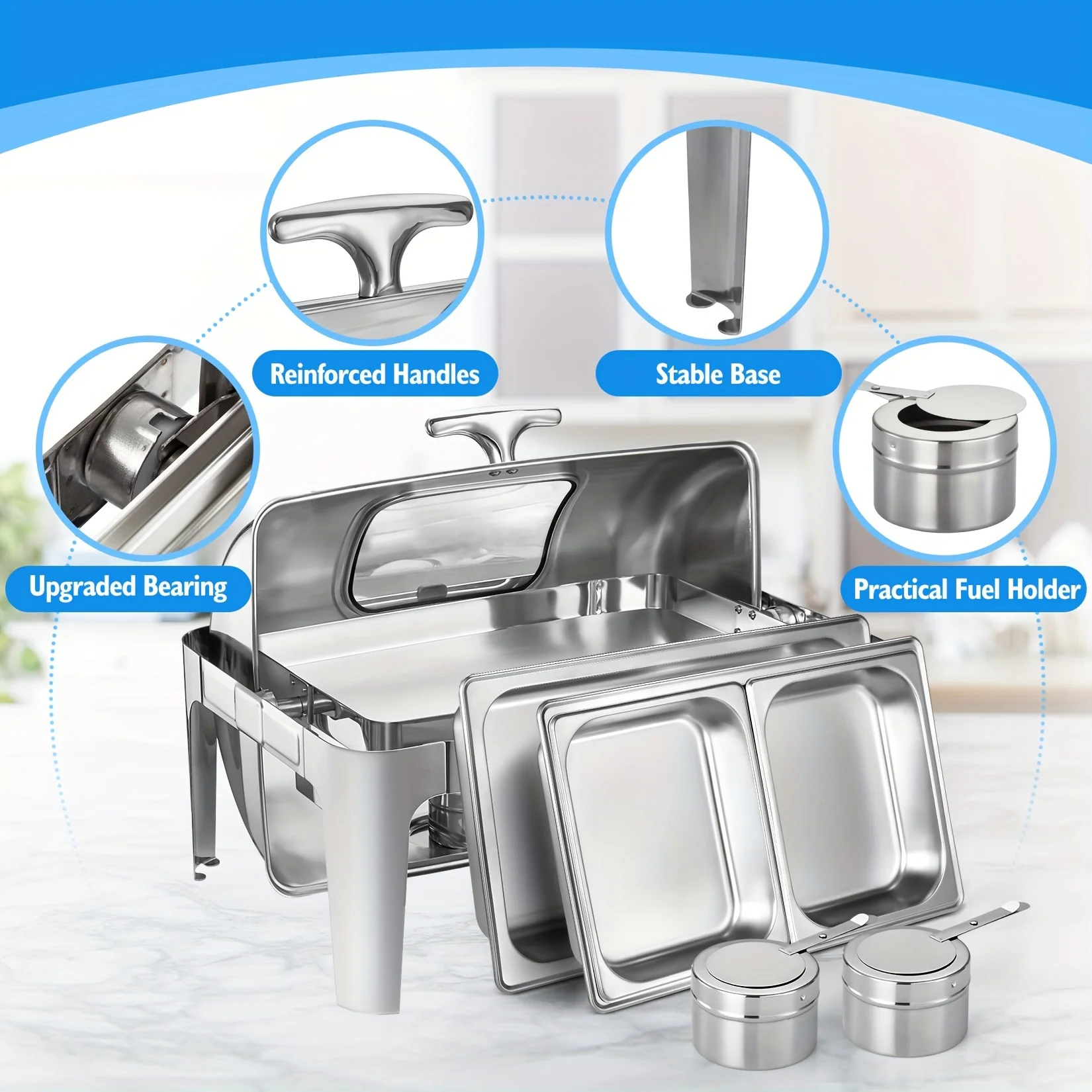 Stainless Steel Roll-Top Chafing Dish Set 5