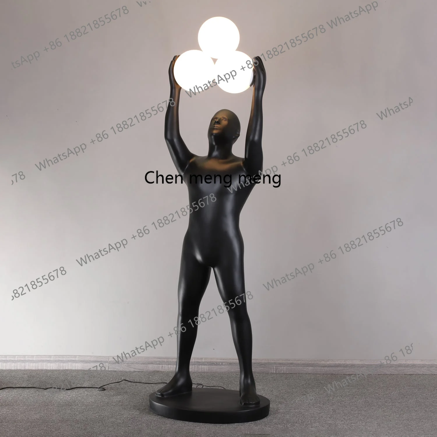 Abstract Ball-Holding Human Sculpture Floor Ornament Villa Hotel Reception Decoration Resin Art
