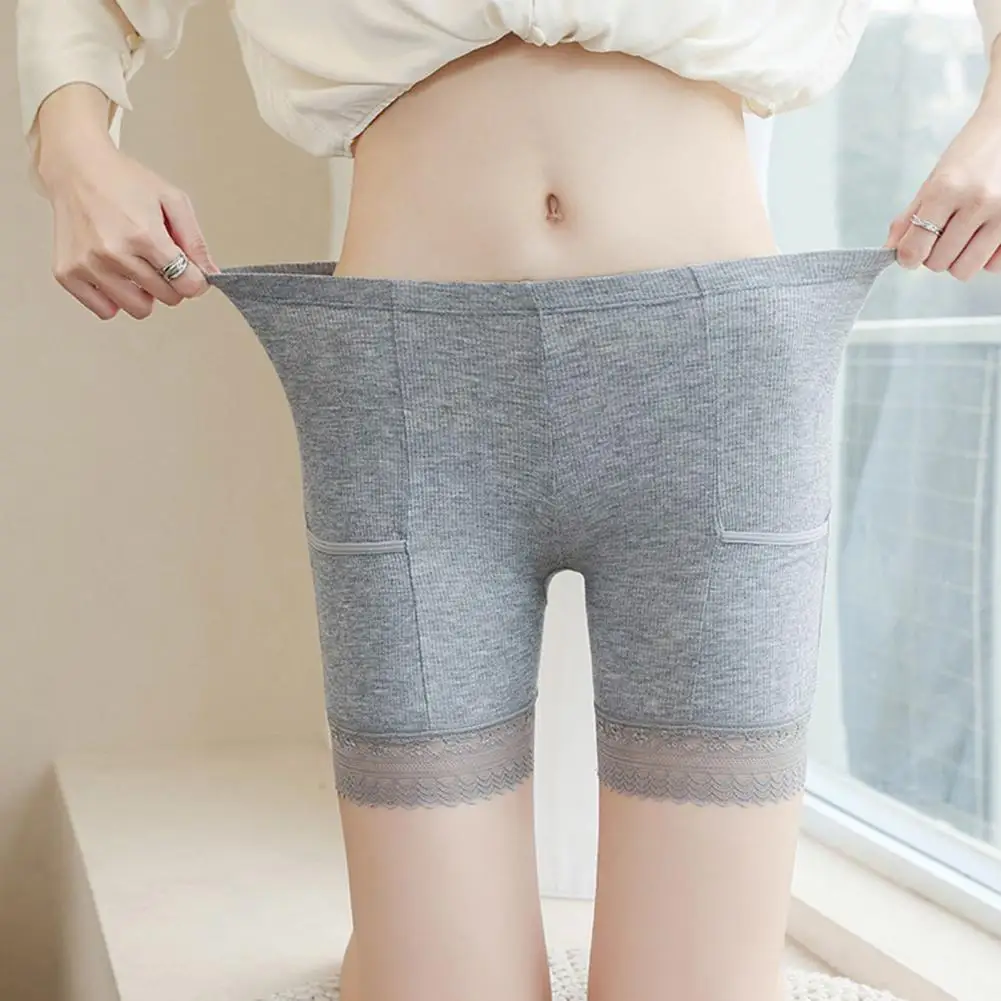 Summer Women Safety Pants Elasticity Solid Color Seamless Lace Anti-exposure High Waist Slim Mini Skirt Shorts Yoga Underpants image 5