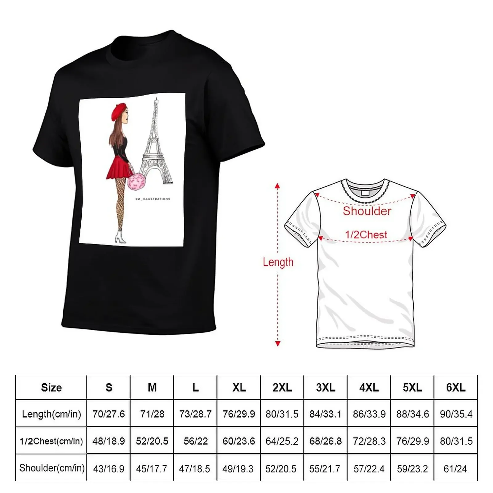 Paris Girl Drawing - Leaving Paris Fashion art print T-Shirt cute clothes shirts graphic tee cheap stuff men t shirt