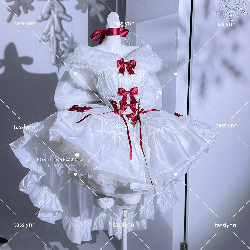 Lovely Maid Lolita Dress Kawaii Christmas Outfits Apron Maid Christmas Dress Santa Claus Cosplay Costume Red Christmas Costume