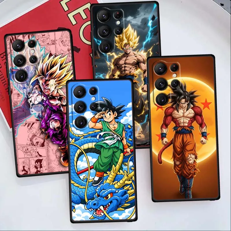 

Dragon Ball Son Goku pattern Phone Case For Samsung Galaxy S25 S24 S23 S22 S21 S20 S10 Ultra Plus FE 5G Black Soft TPU