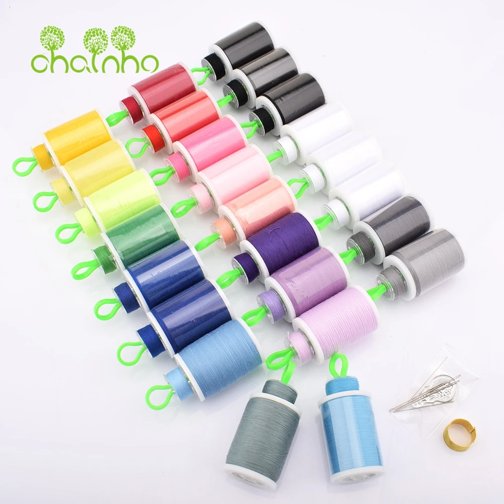 Chainho,Household Sewing Thread,25 Spools,With Bobbin Clamp,For Sewing Machine ,DIY Hand Suture Set,Needle & Threader & Thimble