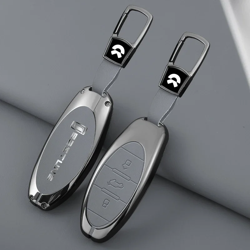 Car Key Case Cover For FAW Bestune T77 T77pro New B70 T55 T33 T99 Zinc Alloy Leather Stone Pattern Protector Keychain Accessorie
