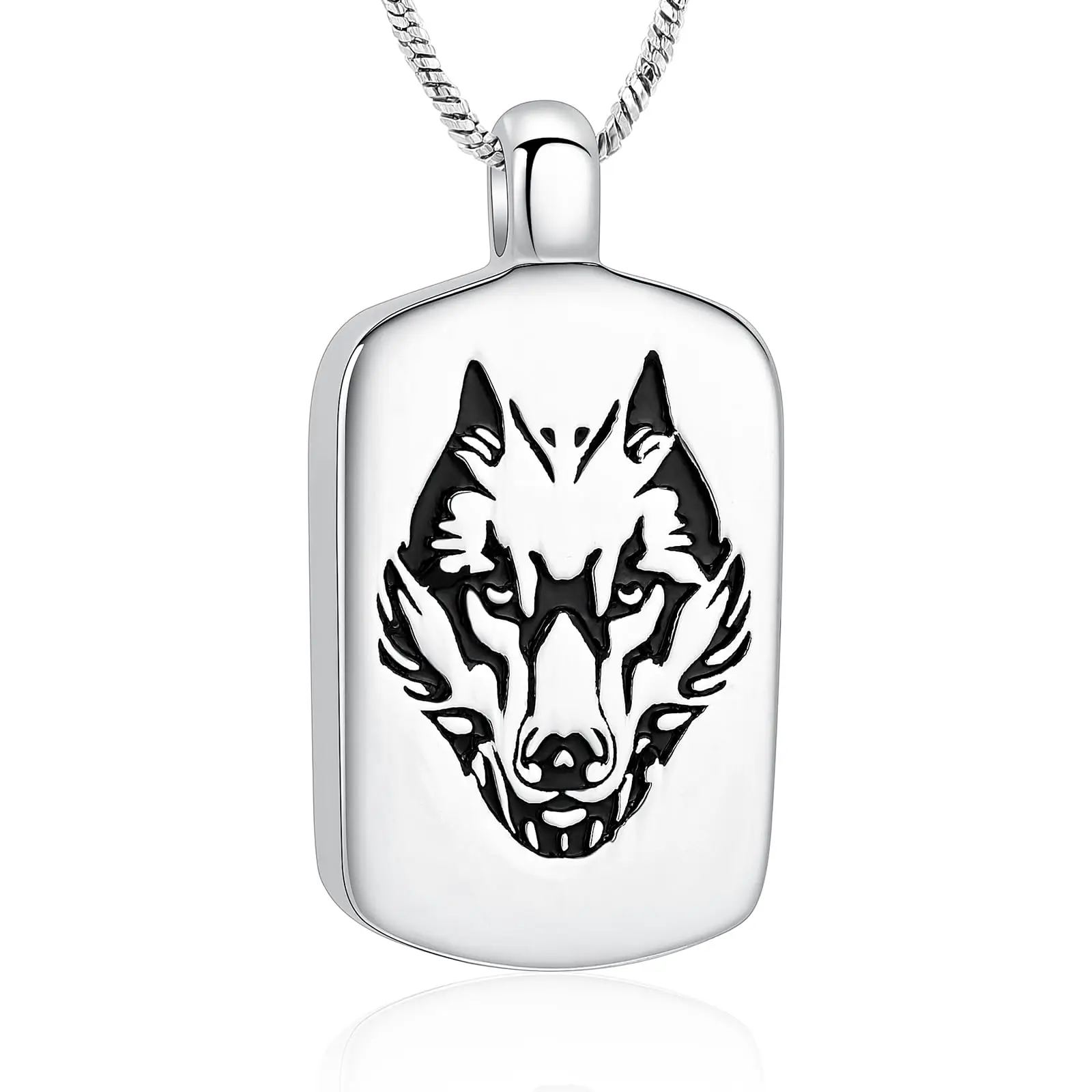 Wolf Head Urn Necklace for Ashes Stainless Steel Cremation Jewelry Keepsake Ashes Pendant Memorial for Jewelry for Men Women