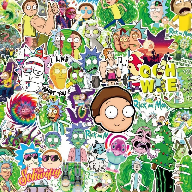 50pcs Cartoon Animation Rick Morty Waterproof Decorative Sticker
