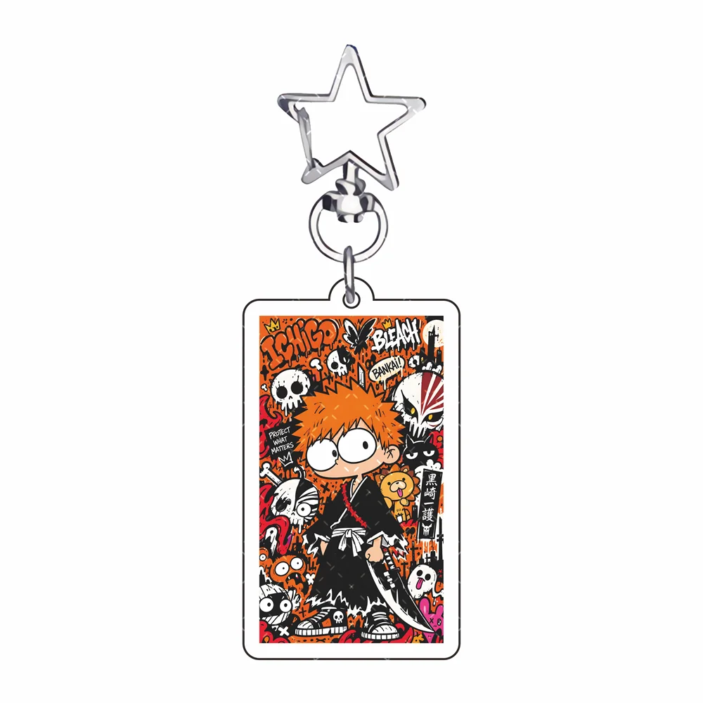 BLEACH 6cm Acrylic Keychain Cute Chibi Character Pendant Star Buckle Key Ring Anime Peripheral Bag Decor Gift Collection Keychai