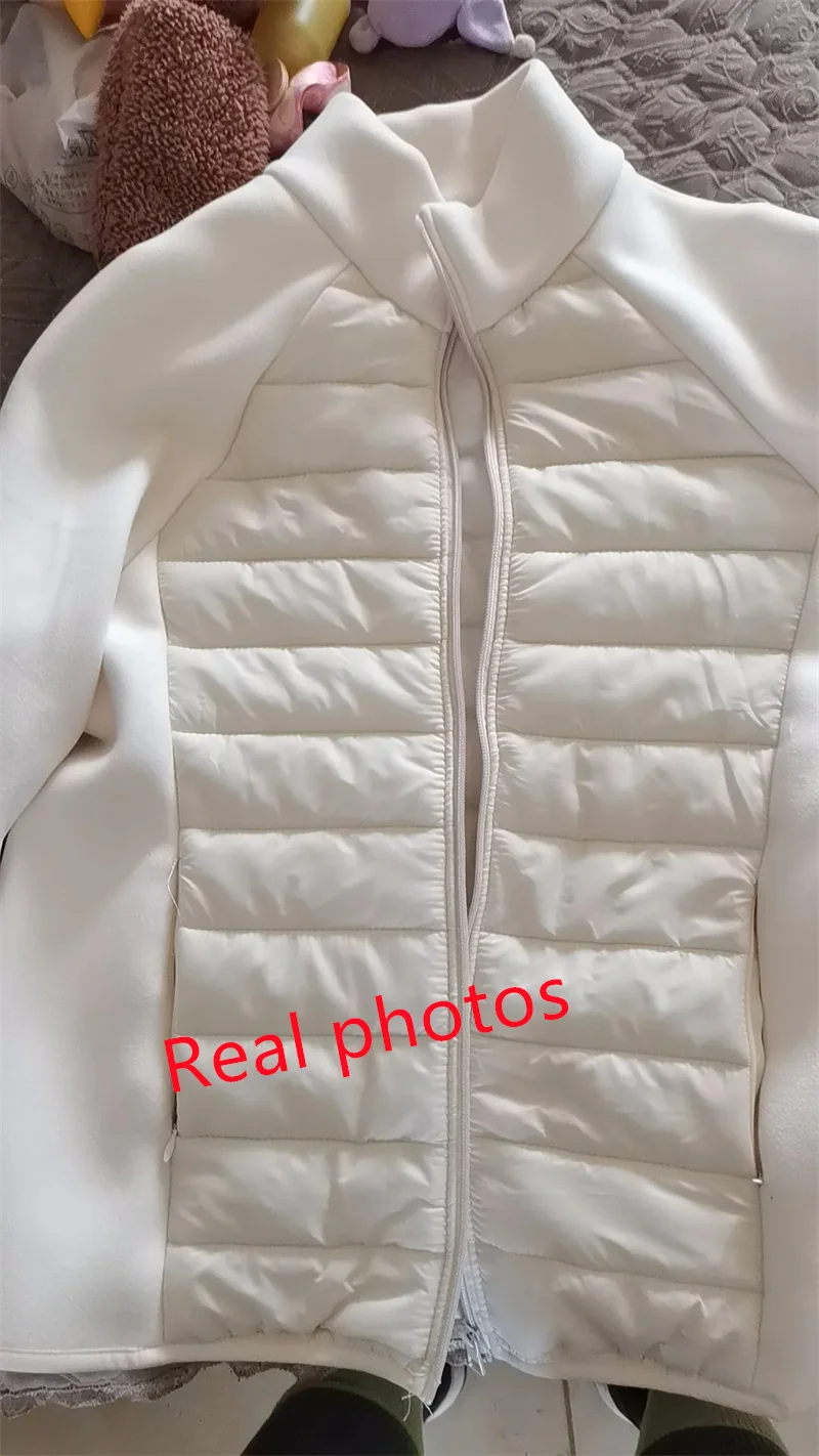 Spliced Motion Cotton-padded Jacket Women's Sweatshirt Stand-up Collar Warm Slim Coat Outdoor Sports Outerwear Autumn Winter